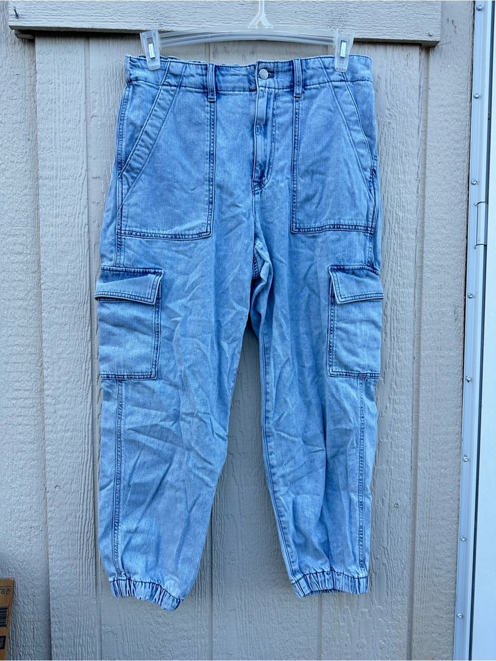 J.Crew Denim cargo jogger jeans womens 31 blue pockets elastic waist